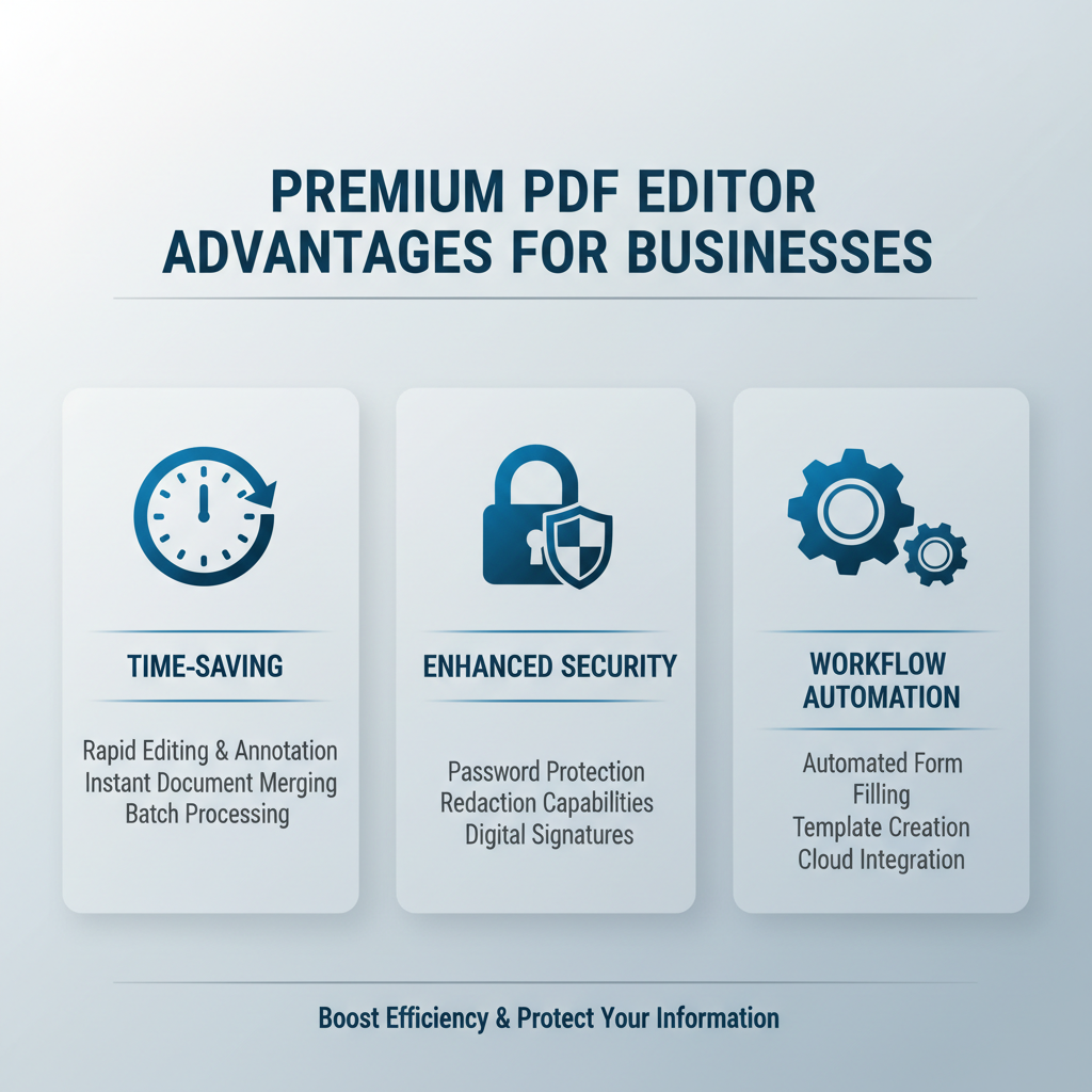 Premium PDF editor advantages for business: time-saving, enhanced security, workflow automation.
