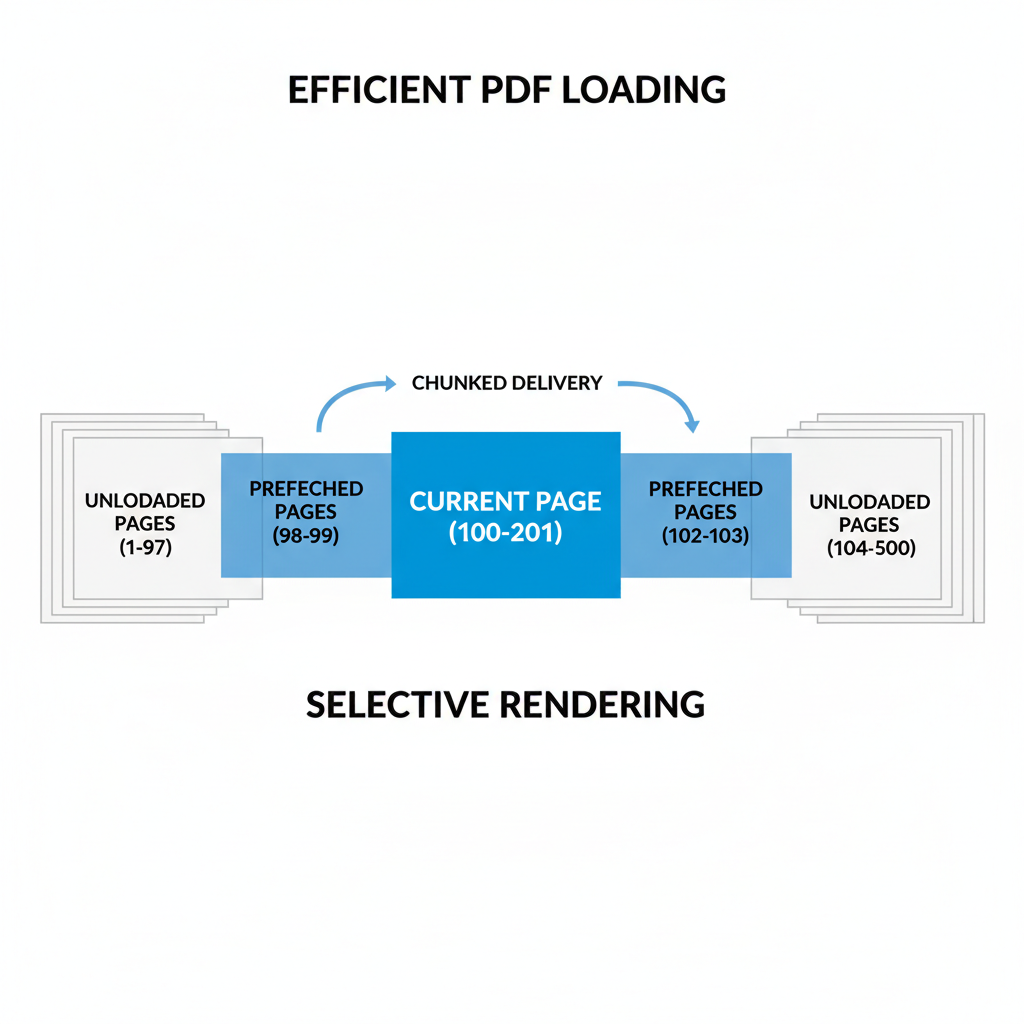 Efficient PDF loading with selective rendering.