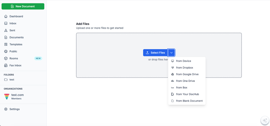 Go to DocHub.com and upload your PDF directly from your computer, Google Drive, Dropbox, or OneDrive.